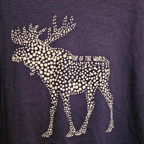 Women's Navy‎ Blue MV Sport Moose Graphic 3/4 Sleeve Lace Back Shirt Size XL - Picture 3 of 6